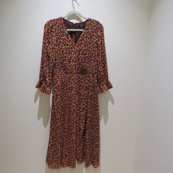 MADEWELL Long-Sleeve Crossover Midi Dress Clipdot Spring Prairie Floral Twee 6 - Picture 2 of 16